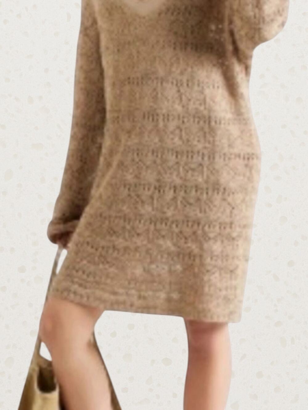 IRO Paris Open Knit V-Neck Linen Blend Long Sleeve Sweater Dress Size XXS 2XS